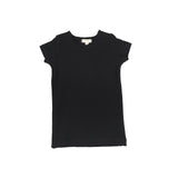 Basic Ribbed Short Sleeve Tee - Black