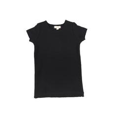 Basic Ribbed Short Sleeve Tee - Black