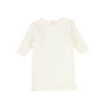 Basic Ribbed Three Quarter Sleeve Tee - Ivory