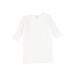 Basic Ribbed Three Quarter Sleeve Tee - Winter White