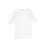 Basic Ribbed Three Quarter Sleeve Tee - White